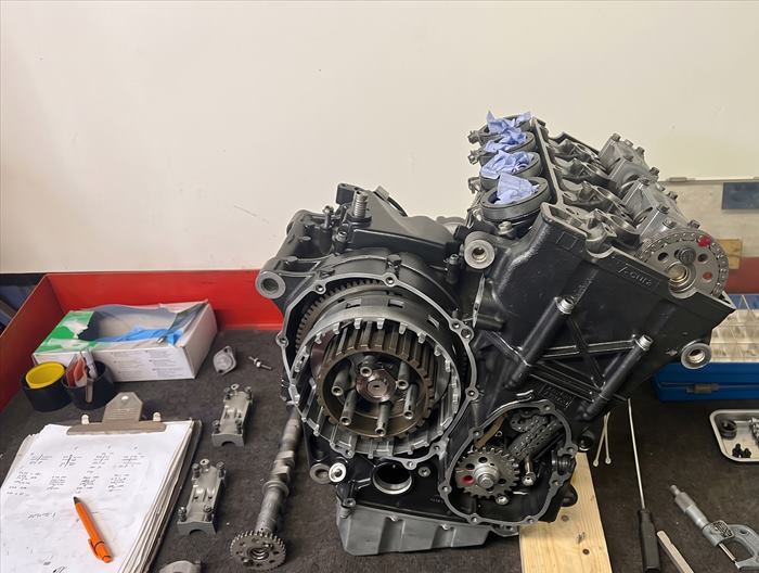 On the bench at SNS Motorcycles