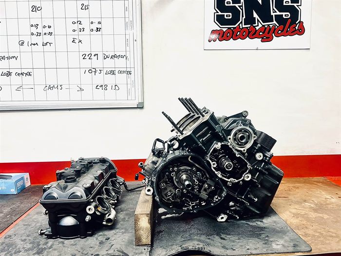 Strip down on the bench at SNS Motorcycles