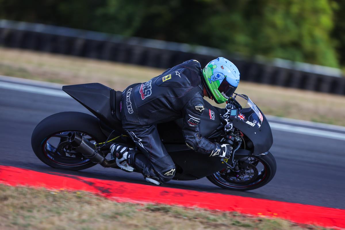 SNS Motorcycles track bike on circuit